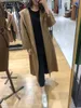 Maxmaras Womens Cashmere Coats Wrap Coat Camel Hair ull Vinterbadrockstil LAPEL Långärmad ullrock för kvinnors medellängd