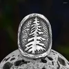 Cluster Rings 316L Stainless Steel Punk Antique Crystal Tree Of Lift Ring For Man Women Bijoux Bague Party Gift Hollown Jewelry Free