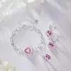 Orecchini pendenti che vendono gioielli di moda ipoallergenici in argento sterling 925 con zirconi rosa all'ingrosso per regali per feste di compleanno per donne