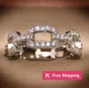 Pierścienie klastra Hot Fashion Marka projektantka Pierścienie dla kobiet Sier Shining Crystal Ring Party Wedding Jewelry z CZ Bling Diamond Stone M5LR