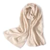 100% bufanda larga de lana pura para mujer tejida invierno otoño abrigo minimalista Hijabs cálido suave Cachemira Pashmina chal calentador de cuello femenino 240111