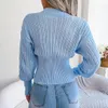 Pulls tricotés pour femmes, décontracté, Sexy, manches longues, col en V, taille fine, rose, gris, bleu, automne 2023, 240112