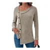 Women's Blouses Irregular Design Top Elegant Slant Neck Sweater Blouse With Single-breasted Buttons Long Sleeves Soft For Fall