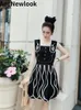 Повседневные платья Aoi Женское платье-жилет на бретельках Высокое качество Лето Y2k Дизайнерские платья Черно-белый бутон цветка Элегантная мода Вечерняя женская одежда
