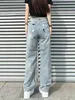 Jeans pour femmes Pantalons Capris Y2K Vêtements Femmes Splatted Ink Torn Wash Graffiti Hole Fashion Loose Straight Wide Leg Pantalon 90s Vintage Vêtements