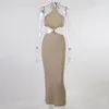 Casual Kleider HOVON Halter Gestrickte Ausschnitt Sexy Sommer Maxi Kleid Frauen Elegante Knoten Krawatte Backless Bodycon Lange Party Nacht Club tragen