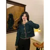 MEXZT Giacca corta vintage in tweed da donna Elegante giacca sportiva coreana monopetto Cappotti corti Autunno Inverno Chic Tuta sportiva 240112