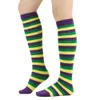 Women Socks Carnival calf socks with purple green,and yellow stripes mid tube socks for parent-child knee length socks