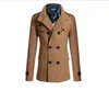 S-XXXL bleu marine coréen hommes manteau de laine vêtements chauds Top mode Slim sauvage double boutonnage manteau hommes d'affaires revers veste poche 240111