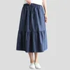 Skirts Denim Skirt Casual Slim Mid Waist A-line Pleated Designer Clothes Women Luxury Lace Up Splicing Midi 2024 Fashion