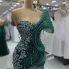 2024 Aso Ebi Dark Green Mermaid Prom Dress Sweetheart Beaded Crystals Evening Formal Party Second Reception Birthday Engagement Gowns Dresses Robe De Soiree ZJ42