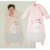 Sacos de dormir de algodón Bebé Unisex Saco de dormir para bebé Mangas largas desmontables Manta de conejo cálida Pijamas para niños Cama 240111