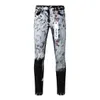 Herren-Jeans, lila Marke, American High Street Heavy Industries, handgefertigt, weiß lackiert, alt
