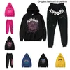 2024 Мужские спортивные костюмы Sp5der Hoodies 555555 Серо-серый Web Hoodie Pants Spider Sweater Set FR82