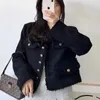 Elegant Korean Black Plaid Tweed Jacket Women Fall Fashion Fringe Single Breasted V Neck Crop Coat All Match Office Lady Outwear 240112