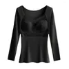 Damesblouses Dames Thermische top Gezellige winter V-hals Kanten gewatteerde trui voor dik pluche Warm met naadloos zacht