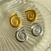 Pendientes de tuerca con diseño de caracol grande de acero inoxidable para mujer, joyería gruesa exagerada que no se deslustra