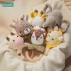 Bopoobo 1pc Baby Rattles Crochet Bunny Rattle Toy Wood Ring Teether Rodent Gym Mobile born Educational Toys 240111