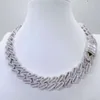 Jóias de moda Iced Out Sterling Silver Colar Chains VVS Moissanite Cuban Link Chain
