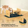 Comederos para perros Cuencos elevados para perros y gatos de tamaño pequeño, cuenco elevado de bambú ajustable para perros, cuencos de agua para comida para cachorros y perros de acero inoxidable vaiduryd