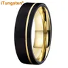 ITungsten 6MM 8MM Bella fede nuziale Anello in carburo di tungsteno per uomo donna con scanalatura sfalsata e finitura spazzolata Comfort Fit 240112