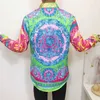 Herrklänningskjortor Fashion Luxury 3D Colorful Crown Blossom Leisure Long Sleeve Man Shirt Brand Western Style Classic Tops