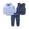 Vêtements pour enfants Beaux garçons 4pcs costume chemises à manches longues gilet pantalon noeud papillon pour garçons ensembles de vêtements gentleman robe de soirée ZZ