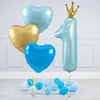 Décoration de fête bébé garçon fille Ins Pastel rose bleu couronne numérique 1 ballon douche 1er premier anniversaire enfants