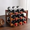 Wine Bottle Vintage Wooden Rack Cabinet Holders Shelf Free Standing Barware Storage Racks Home Bar Gadgets 240111