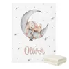 LVYZIHO Sleeping Bunny Custom Name Crib Sheet Set Sleeping Bunny Sleep on Moon Crib Bedding Set Baby Shower Gift Bedding Set 240111