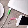 Cell Phone Straps Charms Colorf Spiral Data Protector Appli To Mobile Original Charging Anti-Fracture Protective Er Saver Drop Del Dhnh9