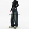 Damen Jeans Hosen Capris 2023 Neu für Frauen Hohe Taille Gerade Lose Retro Straße Casual Y2K Mode Hip Hop Baggy Breites Bein