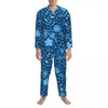 Masculino sleepwear ditsy floral pijama conjunto outono flores brancas noite romântica homens 2 peça vintage oversize impresso casa terno presente idéia