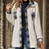 Cappotto monopetto con risvolto moda donna Autunno Inverno Giacca in peluche scozzese di media lunghezza per il tempo libero Capispalla manica lunga S-2XL 240112