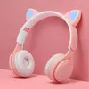 Headphones Bluetooth Earphones Wireless Headset Cat Ear Gaming earpiece Gamer Sport Hifi Sports Headphones Earbuds with Mic Pink Girl Gift