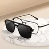 Men Classic Polarized Clip On Sunglasses Pilot Double Beam Alloy Glasses Frame Optical Retro Sunshades Eyewear 240111