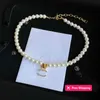 Pendant Necklaces Brand Designer Pendants Necklaces Never Fading Pearl Crystal Gold Plated Stainless Steel Letter Choker Pendant Necklace Chain Jewelry EY12