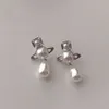 Viviane Westwoodly Ohrringe abnehmbare Größe Perlen Wassertropfen Saturnohrringe Weibliche Planet Perlenohrringe