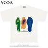 Мужская футболка из хлопка большого размера с летним принтом YCOA Graphic Harajuku Хип-Хоп Свободные топы Футболки Корейская мода Y2k Эстетическая одежда 240112