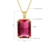 Unique Red Stone Ruby Necklace Gold For Women 1318mm Rectangle 12 Colour Birthstone Pendant Jewelry Luxury Christmas Gift Sale 240112