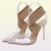 Plus storlek 35 till 40 41 42 Elastic Band Cross Strap Nude Transparent PVC Clear High Heels Luxury Women Designer Shoes Come 1283830