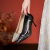 Dress Shoes Size 31-43 Patent Leather High Heels Sequin Small Wedding Bridesmaid Daily Wear Women Low Heel