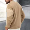 Hochwertiger Strickpullover für junge Herren, kontrastierender Jacquard-Pullover für Frühling und Herbst, dicker Nadelpullover, Basispullover