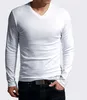 Elastische Herren T-Shirt V-ausschnitt Langarm Männer T Shirt Für Männer T-Shirts Mann Kleidung T-shirt Marke Tees 240112