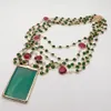 YYGEM – pendentif en Agate verte, 5 brins, 18 pouces, perle blanche, vert, rouge, chaîne en cristal, fait à la main, style de fête vintage, 240111