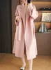 RosEvans haute qualité ondulation d'eau rose Double face laine veste ceinture revers femmes manteau à manches longues longue mode manteau ample 240112