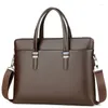Briefcases Fashion Men Briefcase Large Shoulder Bag Husband PU Leather Tote Business Laptop Bags For Man 2024 Brand Kangaroo Male Handbags