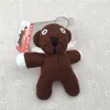 12CM Crochet Mr Bean ours en peluche porte-clés Animal en peluche pendentif marron Figure poupée mignon petit ours en peluche doux filles jouet enfants cadeau