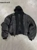 Mauroicardi outono inverno oversized legal preto engrossado quente pu couro bomber jaqueta masculina capuz designer de luxo falso 2 roupas 240112
