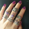 Anelli a grappolo da 10 pezzi in confezione Vingate Knuckle da donna con mezzaluna/corona/elefante e design con strass intarsiati Knokkels femminili